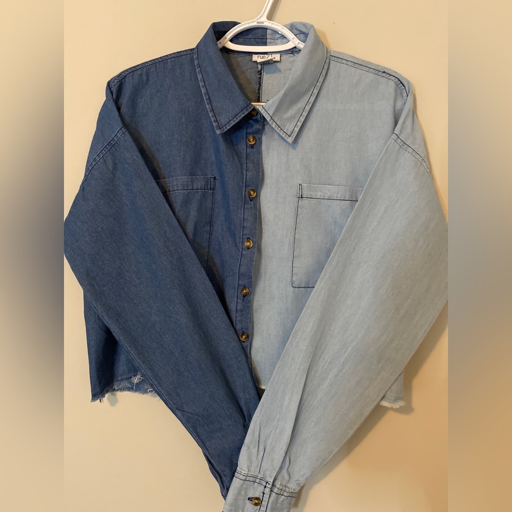 Dark and light denim shirt